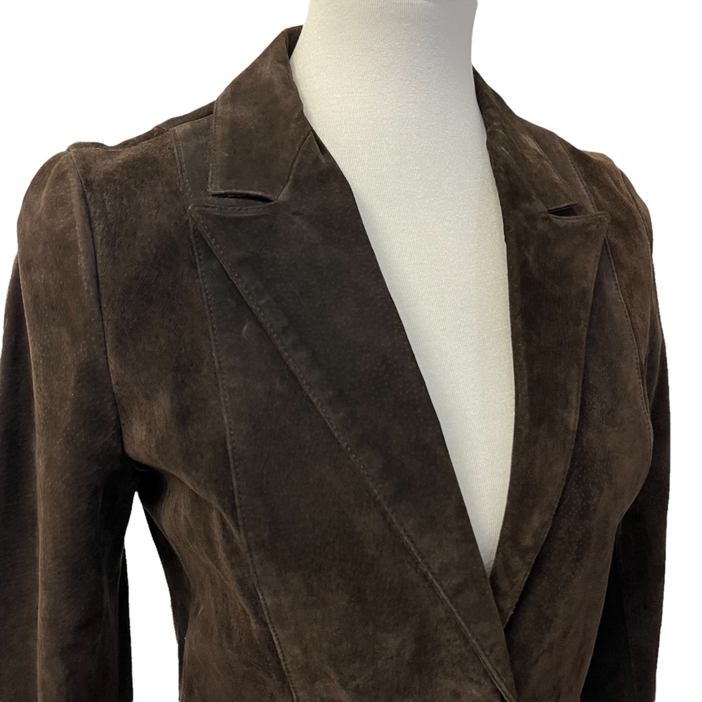 Chaiken Suede Chocolate Brown Leather Lined 2-Button Pockets Womens 6